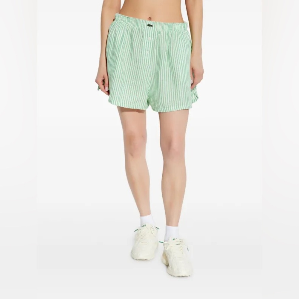 Lacoste green Striped linnen shorts